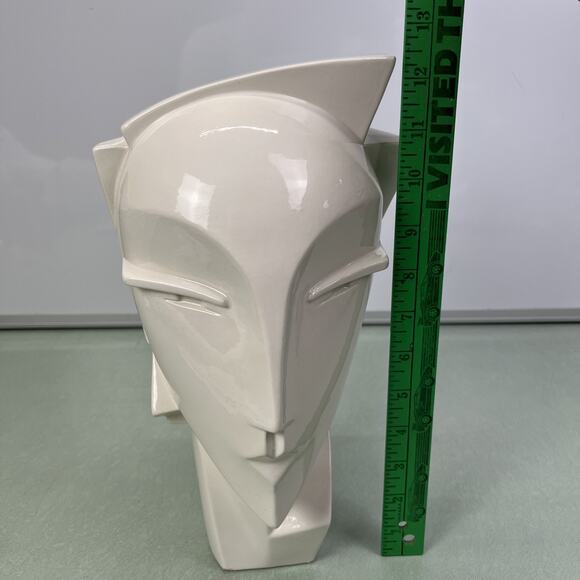 Vintage MCM Lindsey B Balkweill Style Art Deco White Ceramic Head Bust Sculpture - Picture 6 of 7